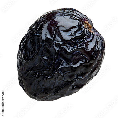 Ripe purple prune showcase isolated on white food photography studio setting close-up view healthy eating concept