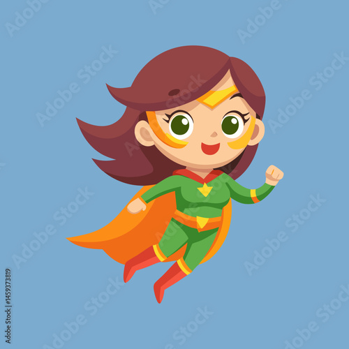 Download Cute Superhero Girl Flying Cartoon Vector Icon Illustration Eps File For Design.