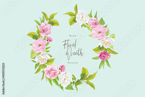 watercolor rose wreath design 