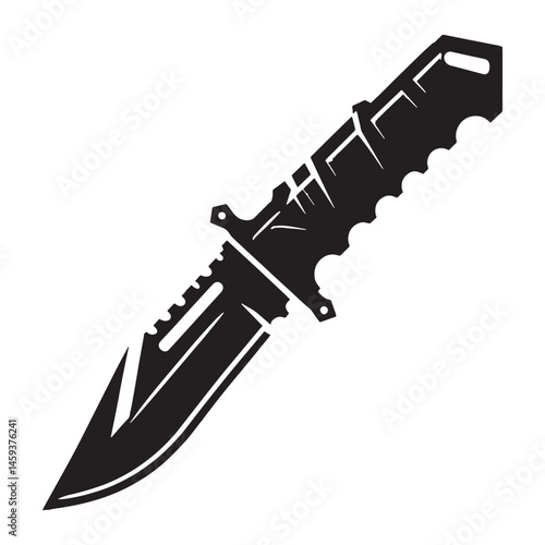 Dynamic Tactical Knife silhouette, compact and effective – Tactical Knife illustration – Minimalist Tactical Knife vector – Weapon silhouette

