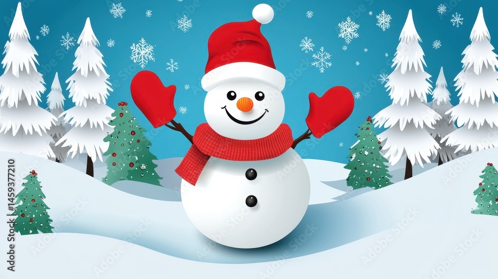 Obraz premium Happy Snowman in Winter Wonderland