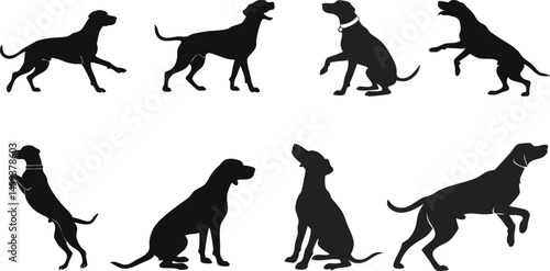 dog set silhouette blacks eps