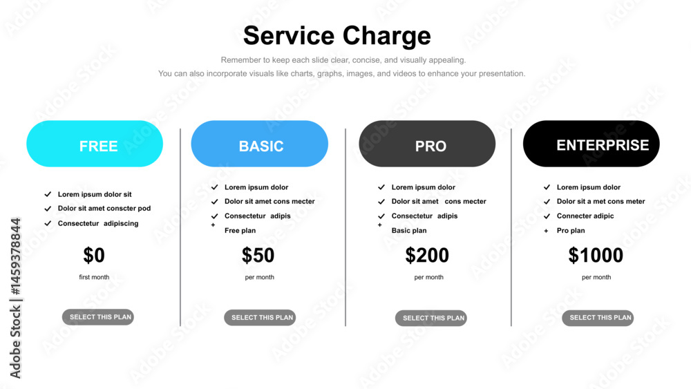 Obraz premium Service Charge Pricing Plans