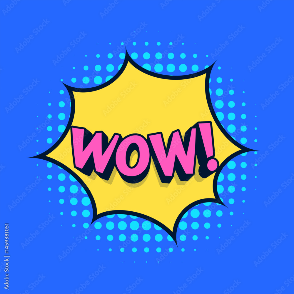 WOW! comic speech sticker in pop art style WOW! comic speech sticker in pop art style
