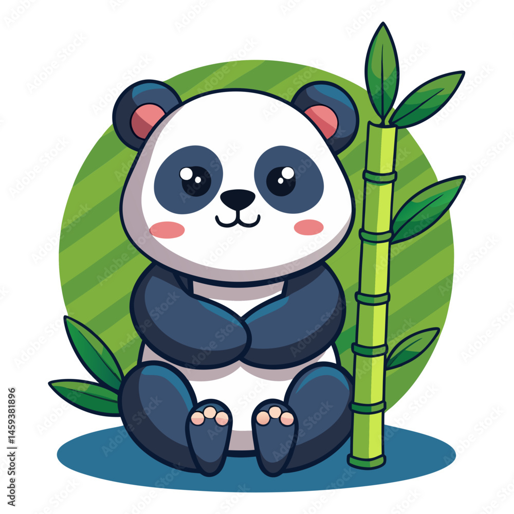 Naklejka premium Download Cute Baby Panda Hug Bamboo Cartoon Vector Icon Illustration. Eps File For Design.