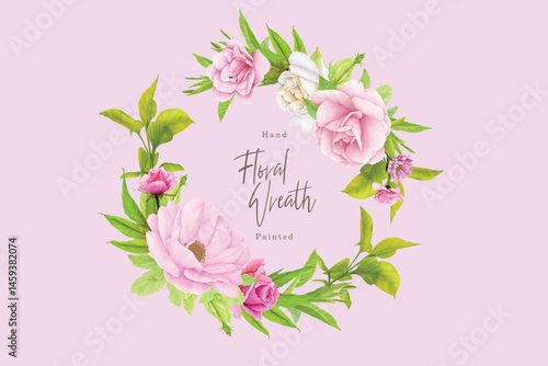 watercolor rose wreath design 