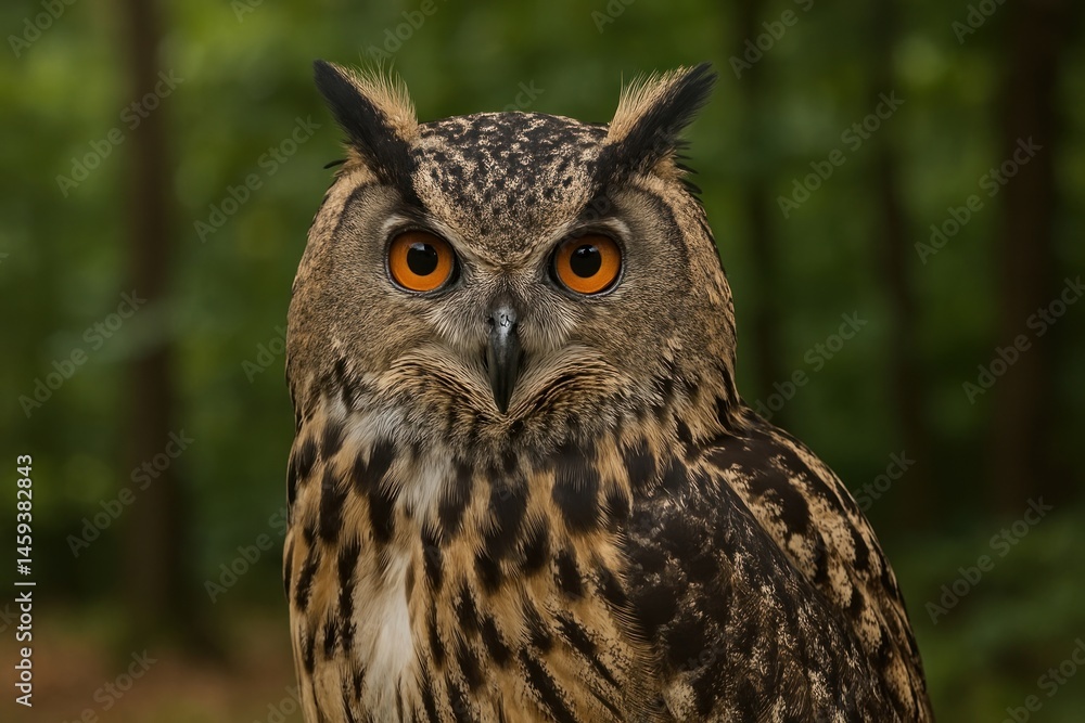 Majestic owl in forest habitat. Majestic owl in forest habitat.