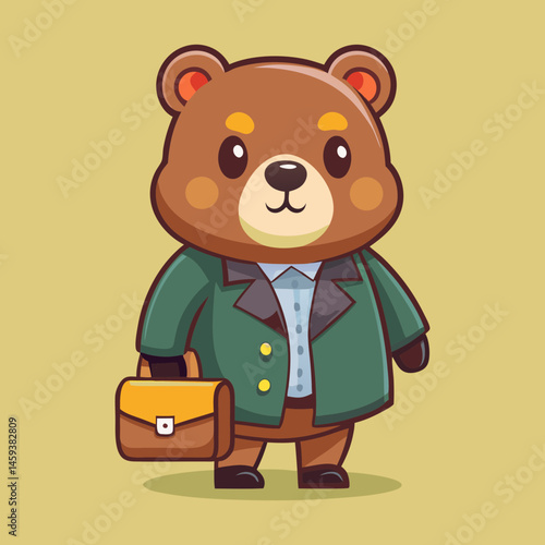 Download Cute Bear Wearing Coat With Suitcase Cartoon Vector Icon Illustration. Eps File For Design.