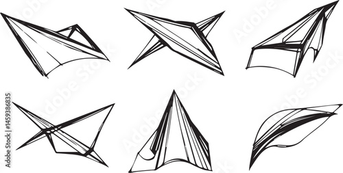 A set of vector elements, modern flat design with intricate black lines and futuristic aesthetics of sharp angles and smooth curves, simple two-dimensional shapes, soft dreamy atmosphere and high tech