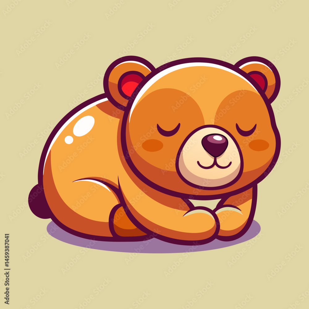 Naklejka premium Download Cute Bear Sleeping Cartoon Vector Icon Illustration Eps File For Design.