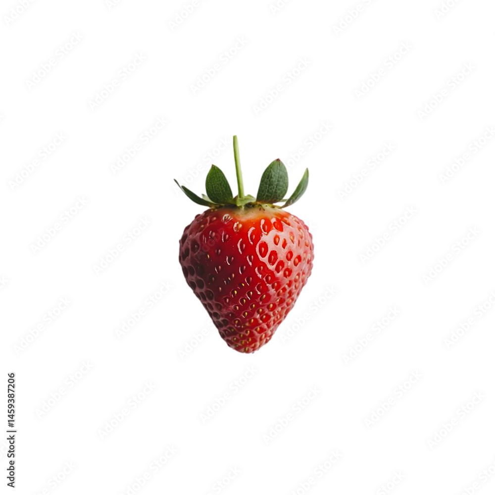 Ripe red strawberry isolated on white background food photography minimalist style close-up healthy eating concept Ripe red strawberry isolated on white background food photography minimalist style close-up healthy eating concept