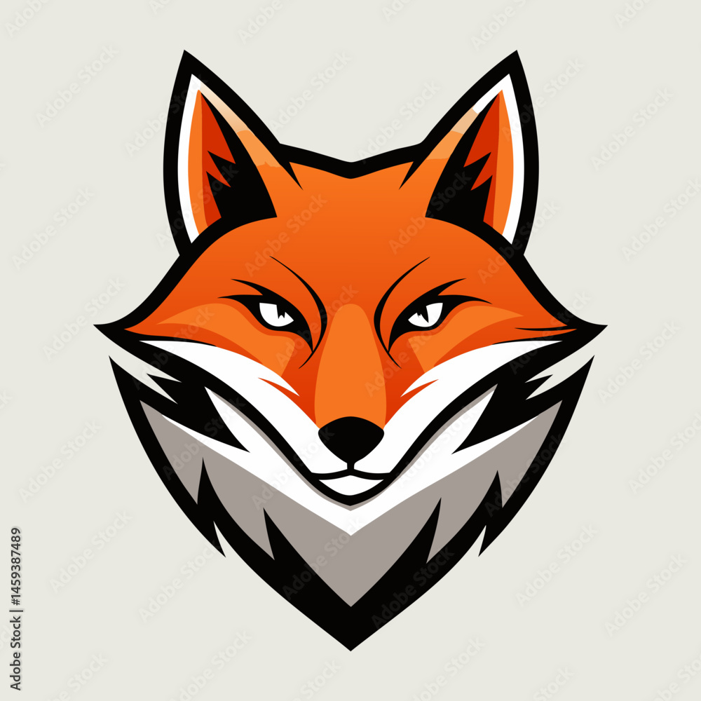 Obraz premium Download A Fox Head Icon, Featuring A Modern Stylish Shape With An Underline, Set On A Solid White Background Silhouette Black Vector Art Illustration Eps File For Design.