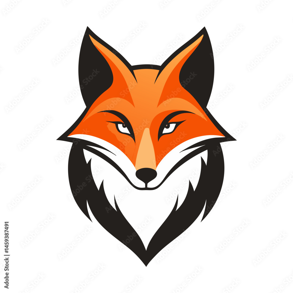 Obraz premium Download A Fox Head Icon, Featuring A Modern Stylish Shape With An Underline, Set On A Solid White Background Silhouette Black Vector Art Illustration Eps File For Design.