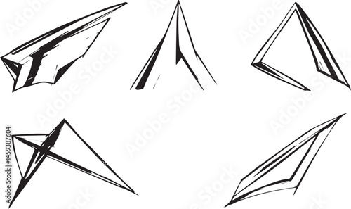 A set of vector elements, modern flat design with intricate black lines and futuristic aesthetics of sharp angles and smooth curves, simple two-dimensional shapes, soft dreamy atmosphere and high tech