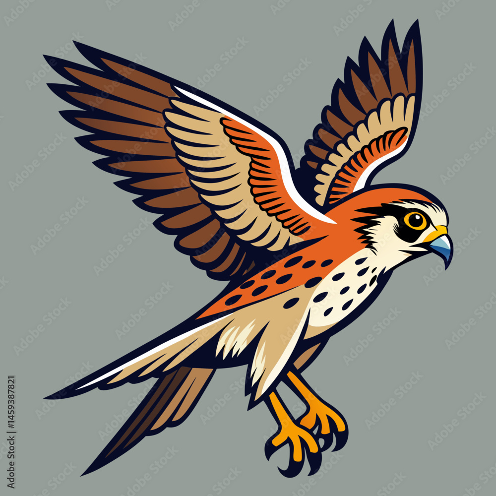 Obraz premium Download American Kestrel Jumping Vector Art Illustration Eps File For Design.