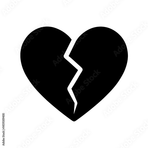 Solid broken heart icon symbolizing heartbreak