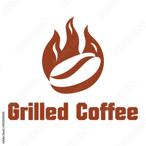 grilled coffee flat minimalist logo design