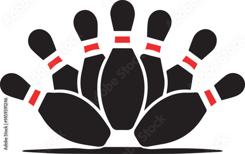 Scattered Bowling Pins After a Strike Illustration

