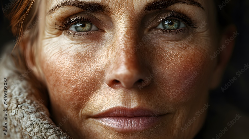 Fototapeta premium The Essence of Wisdom: Capturing a Mature Woman's Elegance and Timeless Beauty Through Her Skin Care Rituals