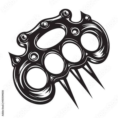 Sleek Brass Knuckles silhouette, bold and striking design – Brass Knuckles illustration – Minimalist Brass Knuckles vector – Weapon silhouette

