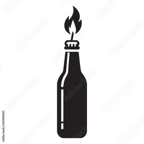 Timeless Molotov Cocktail silhouette, clean and impactful – Molotov Cocktail illustration – Minimalist Molotov Cocktail vector – Weapon silhouette

