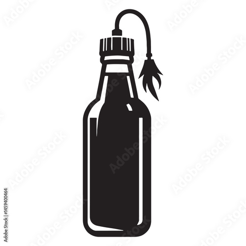 Explosive Molotov Cocktail silhouette with clear impact – Molotov Cocktail illustration – Minimalist Molotov Cocktail vector – Weapon silhouette

