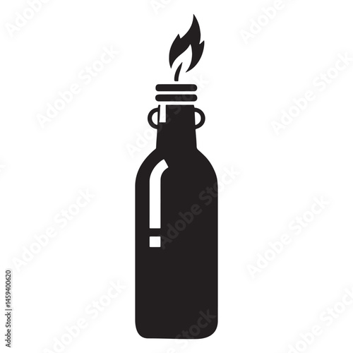 Sleek Molotov Cocktail silhouette, explosive design and precision – Molotov Cocktail illustration – Minimalist Molotov Cocktail vector – Weapon silhouette

