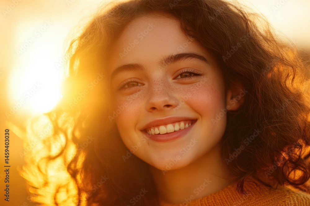 Girl smiles in golden sunlight Girl smiles in golden sunlight