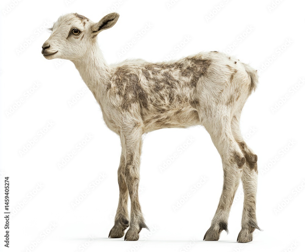 Fototapeta premium Young Goat Kid: A Study in Natural Hues