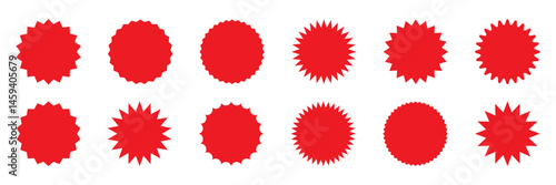 Set of red starburst, sunburst badges. Design elements - best for sale sticker, price tag, quality mark.