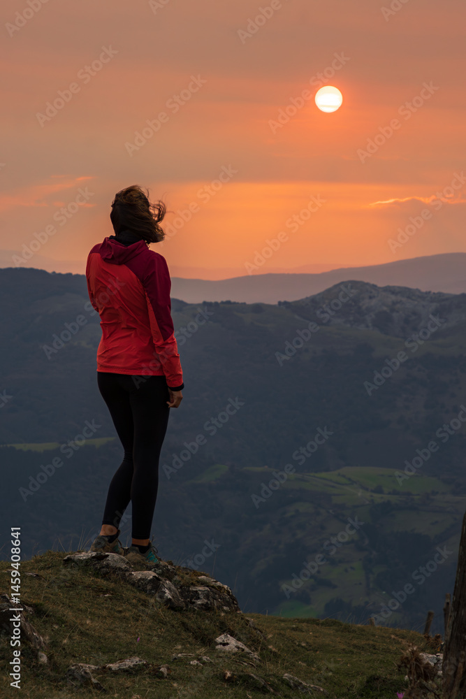 Fototapeta premium Beautiful sunset from Aloña mountain in the Basque Country