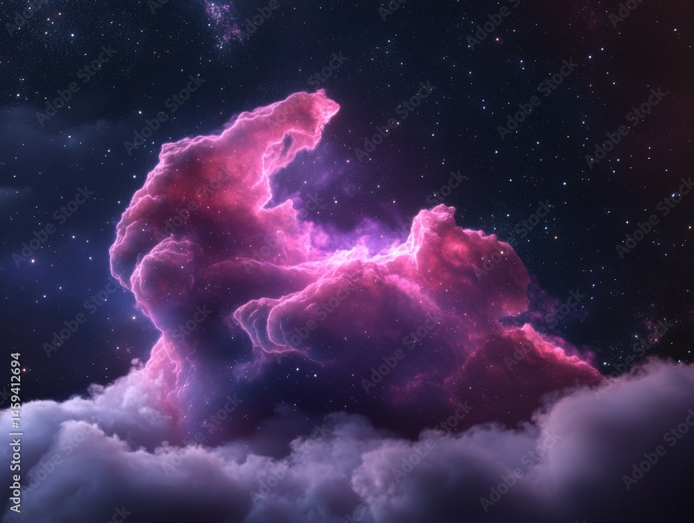 Fototapeta premium Pink cosmic clouds and stardust