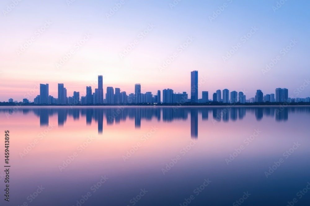 Fototapeta premium City skyline reflected on water