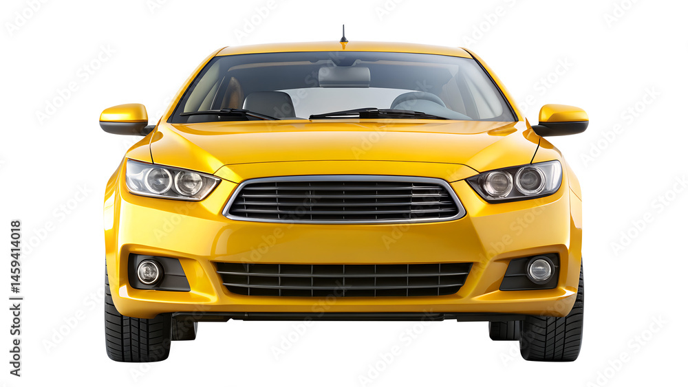 yellow car isolated on transparent white background, clipping path yellow car isolated on transparent white background, clipping path