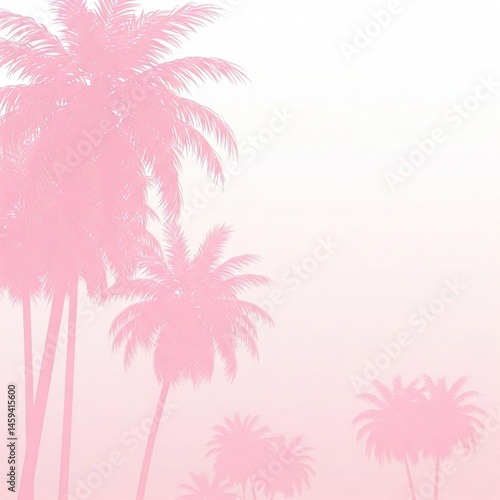 pink palm tree silhouette background on white with space for text