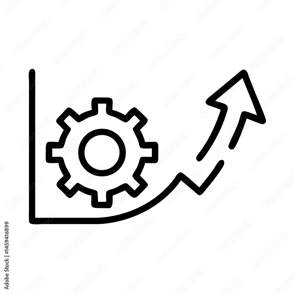 Cogwheel With Growth Arrow Icon Design Cogwheel With Growth Arrow Icon Design