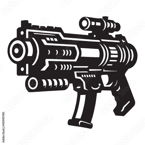 Dynamic Laser Gun silhouette, powerful and streamlined – Laser Gun illustration – Minimalist Laser Gun vector – Weapon silhouette

