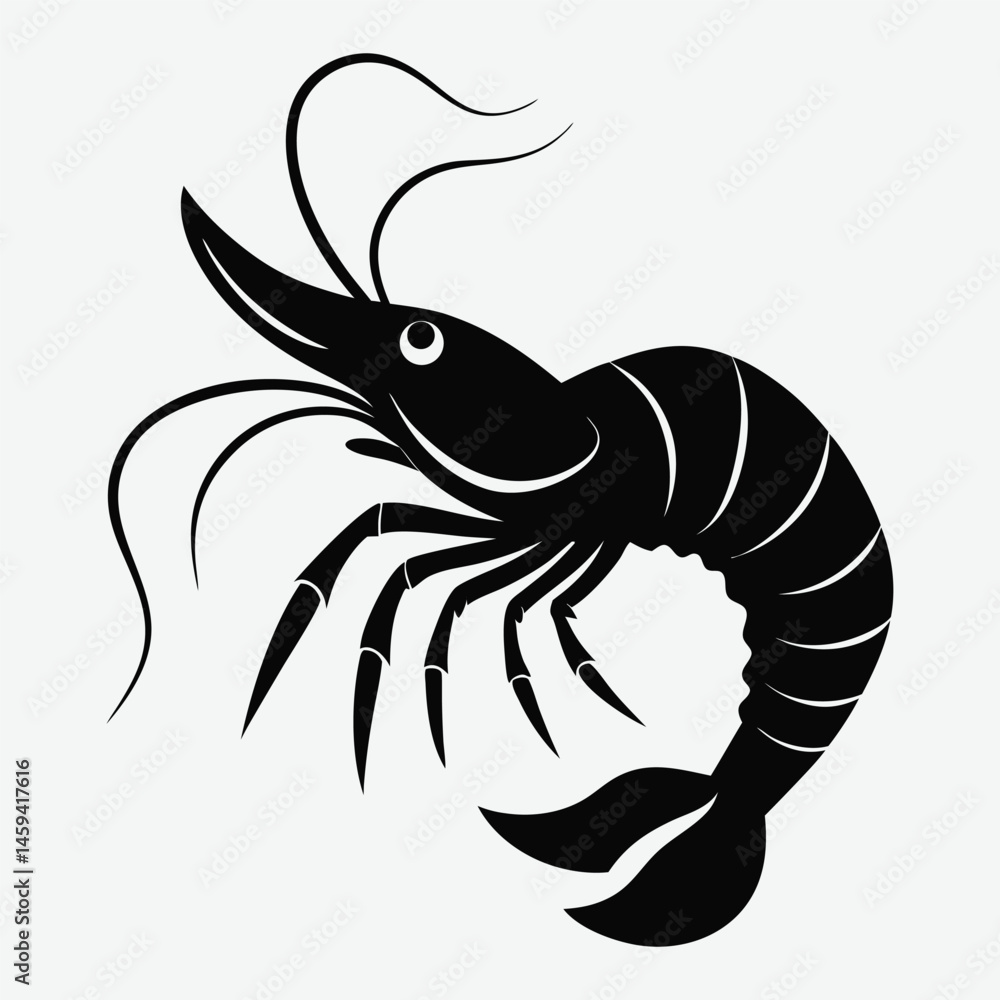 Fototapeta premium Shrimp silhouette art illustration.
