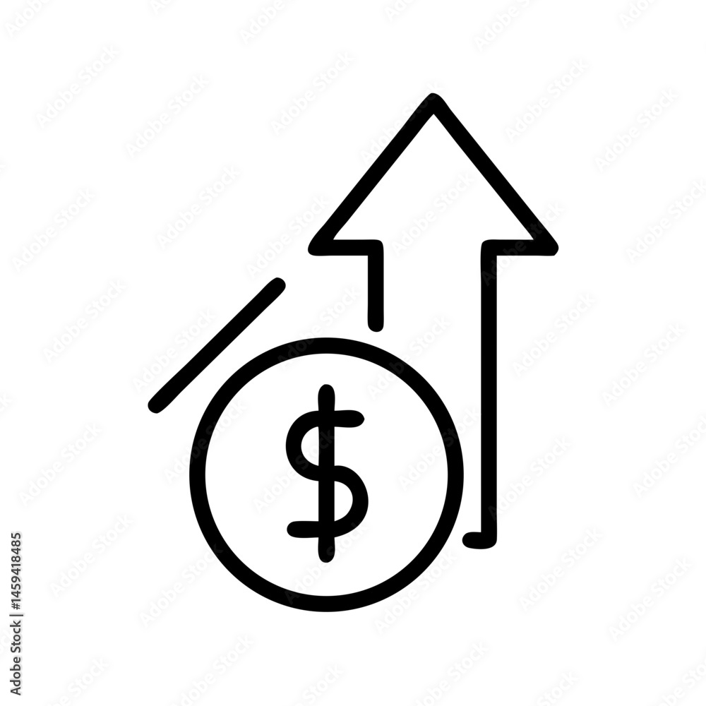Dollar With Upward Arrow Icon Design Dollar With Upward Arrow Icon Design