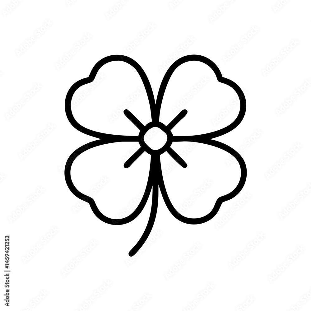 Green Four-Leaf Clover Icon Design Green Four-Leaf Clover Icon Design