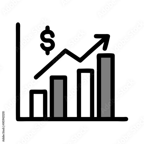 Graph with Profit Growth Icon Design