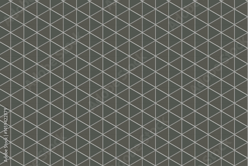 A Seamless Vector Background Featuring A Geometric Pattern Of Interlocking Triangles In Dark Green And Gray Tones. Ideal For Digital Wallpapers, Fabric Design, Web Backgrounds, And Graphic Projects.