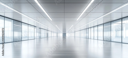 Wallpaper Mural Modern office interior with sleek minimalist design, glass walls, bright lighting, and spacious open floor plan, creating clean and professional atmosphere Torontodigital.ca