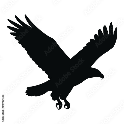 Eagle in Mid-Flight Silhouette. vector illustration 