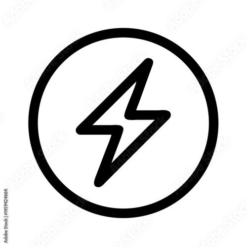 Minimal Lightning Bolt in the Circle Icon Design