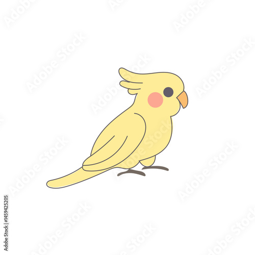 Funny Cute Doodle Parrot Bird Icon. Exotic Bird mascot Outline Design. Baby Kid Nursery Room Decoration. Positive Kawaii Adorable Cartoon Character Portrait. 