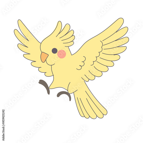 Funny Cute Doodle Parrot Bird Icon. Exotic Bird mascot Outline Design. Baby Kid Nursery Room Decoration. Positive Kawaii Adorable Cartoon Character Portrait. 