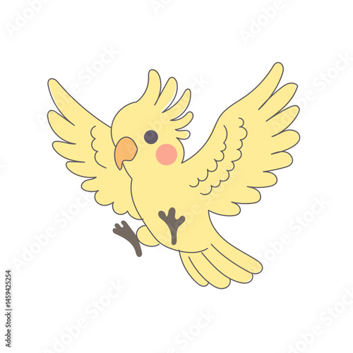 Funny Cute Doodle Parrot Bird Icon. Exotic Bird mascot Outline Design. Baby Kid Nursery Room Decoration. Positive Kawaii Adorable Cartoon Character Portrait. 