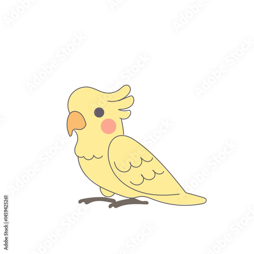 Funny Cute Doodle Parrot Bird Icon. Exotic Bird mascot Outline Design. Baby Kid Nursery Room Decoration. Positive Kawaii Adorable Cartoon Character Portrait. 