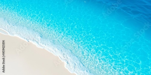 Fototapeta Naklejka Na Ścianę i Meble -  Azure waters lap a pristine white sand beach, sunlight gleaming on the surface, scene, landscape